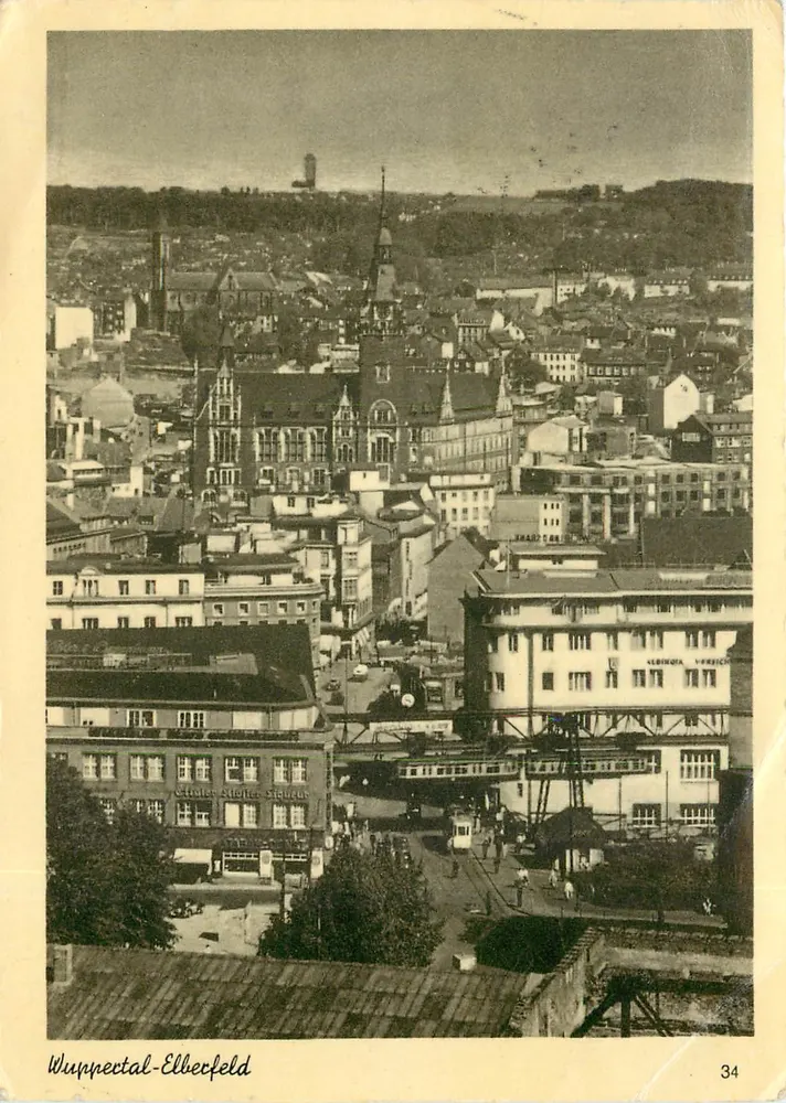 Wuppertal-Elberfeld — vista aérea da cidade com editor 'LEBENDOTA VEREIN' e n° 34 - Frente