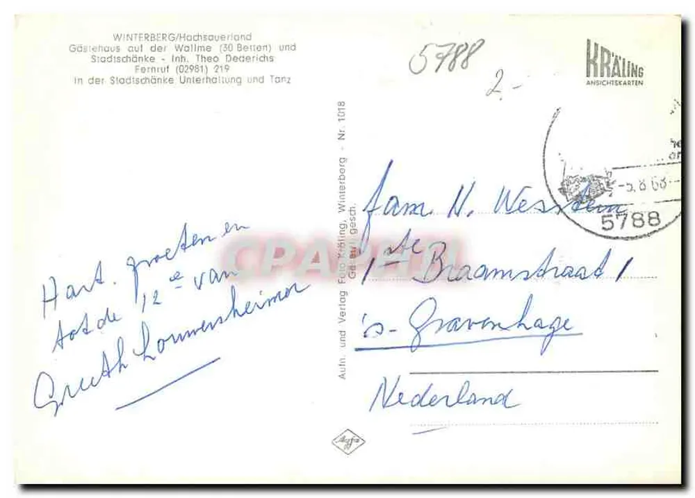 Winterberg — Luftbild vom Bobhaus — Graphphil - Rückseite