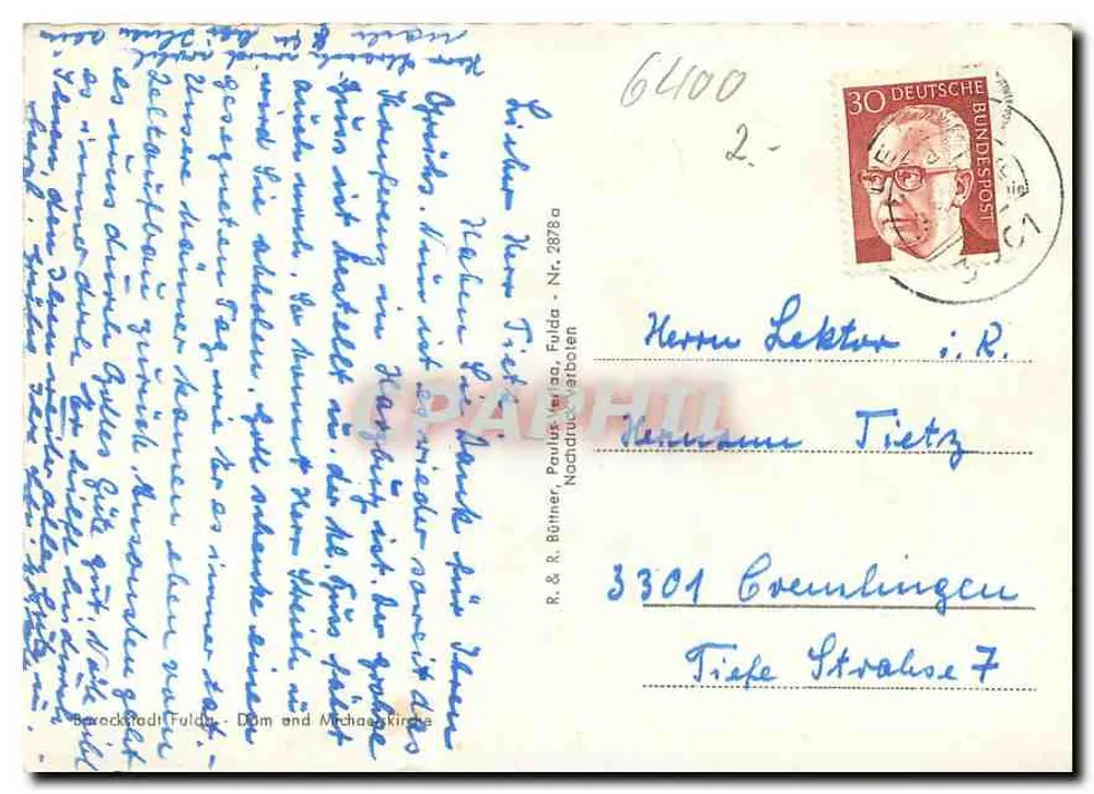 फुल्डा - डॉम और माइकल की चर्च — आर. & आर. बॉटनर, फुल्डा - संख्या 2878 - पीछे