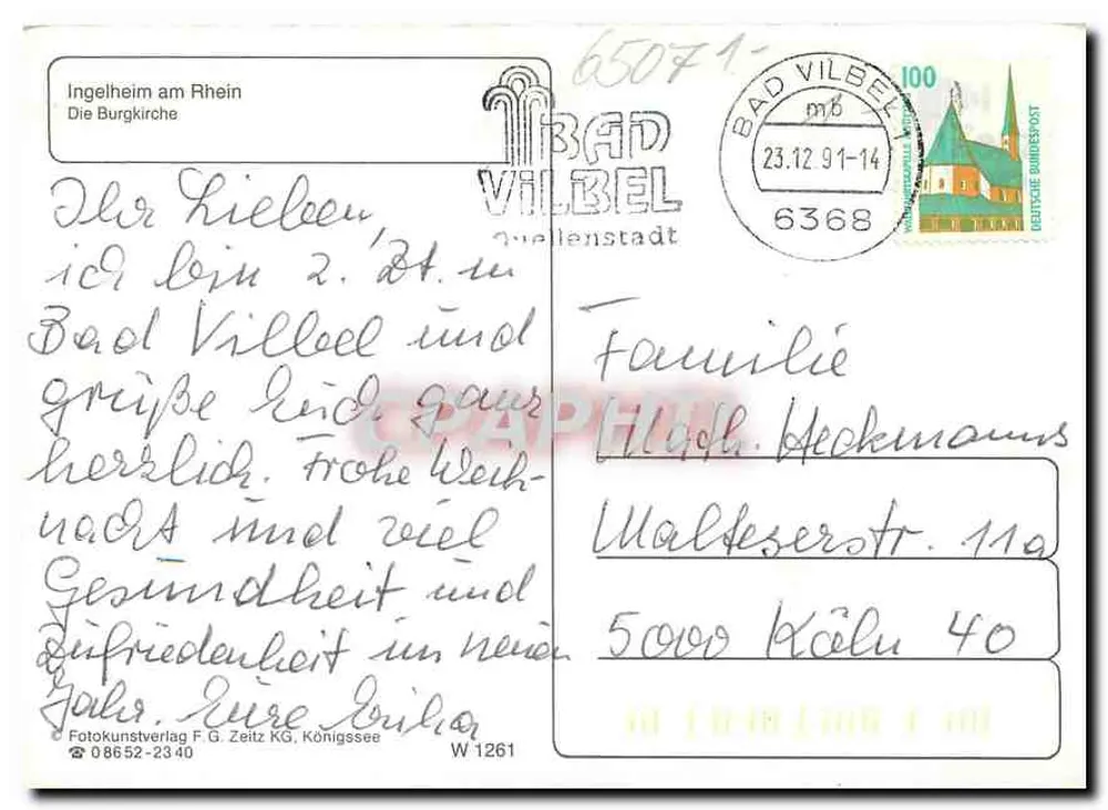 Ingelheim am Rhein — La Chiesa del Castello — Fotokunstverlag F. G. Zeitz KG, Königsee - Verso