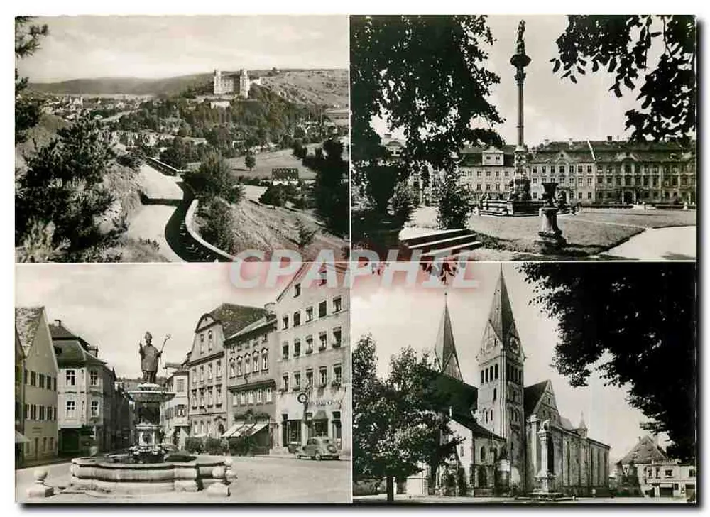 Eichstätt (Bavaria) — panoramic view with castle, residence square, Virgin column, and church — publisher F. Lauterbad, no. 1113/9/51 - Front