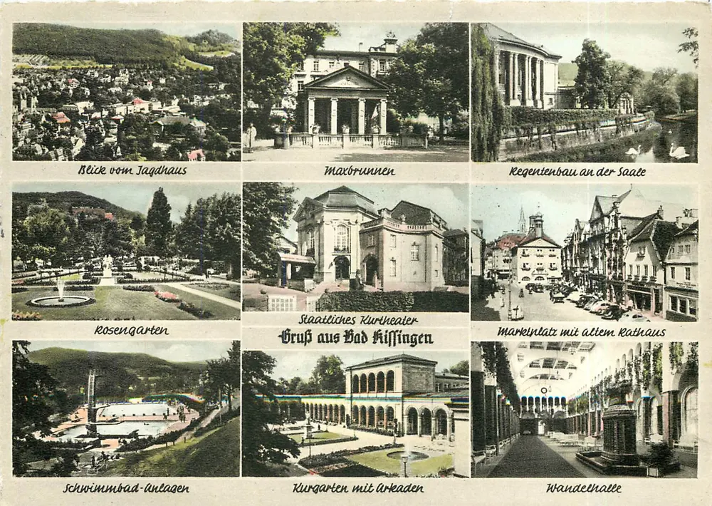 Bad Kissingen — Gruss aus Bad Kissingen — Hersteller und Verlag Schöning & Co., Kissinger Straße 31 - Vorderseite