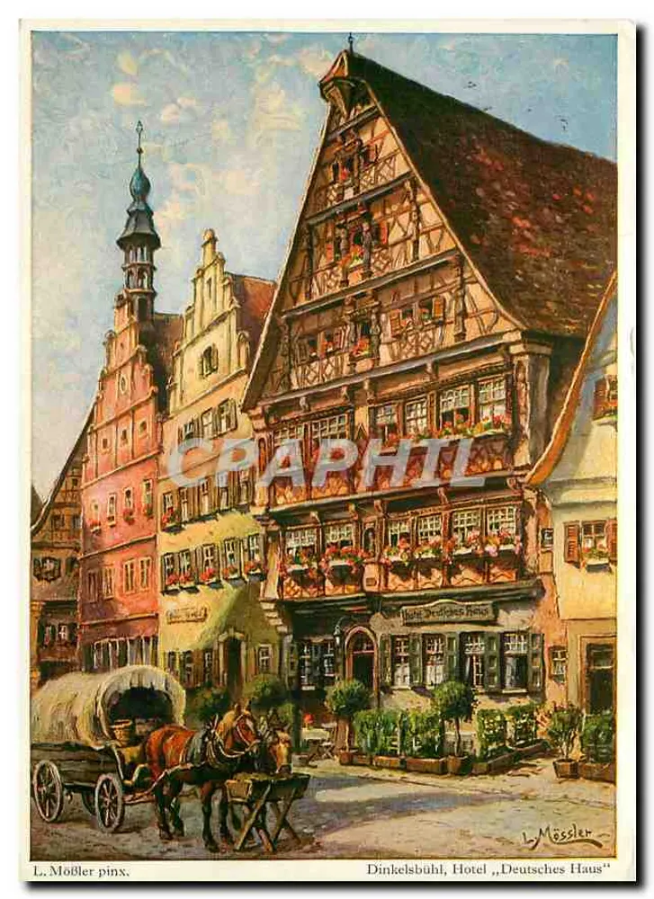 Dinkelsbühl, Hotel „Deutsches Haus“ — L. Mößler, serie van artistieke ansichtkaarten - Voorkant