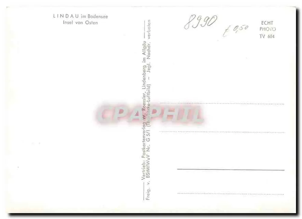 Lindau in het Meer van Constance — Eiland Osten — Verkoop door BSMWV Nr. G 5/1 - Achterkant