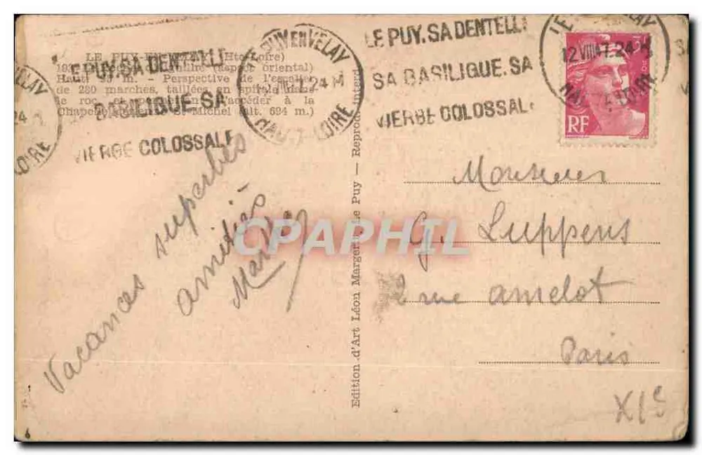 Le Puy-Sa-Dentelle — A Basílica do Puy — Edição de Arte Le Puy - Verso