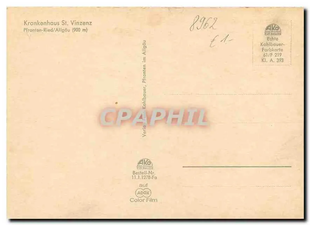 Hospital de São Vincenzo — Pfronten-Ried/Allgäu (900 m) — AKO Verlag - Verso