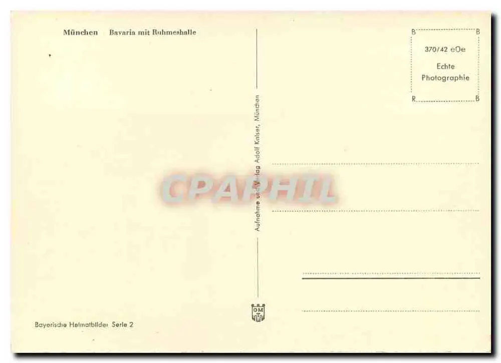 Munique - Baviera com a Hall da Glória — Bayerische Heimatbilder Série 2, n°370/42 - Verso