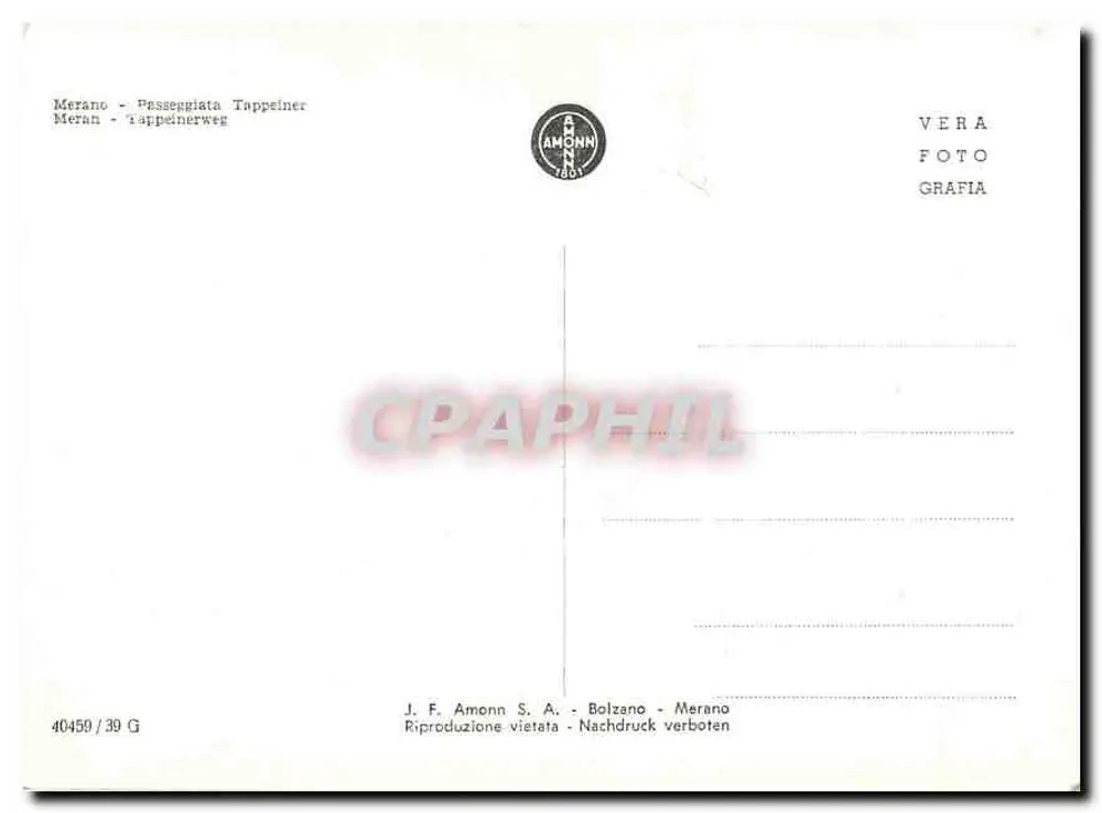 Merano - Passeggiata Tappeiner — J. F. Amonn S.A., Bolzano - Verso