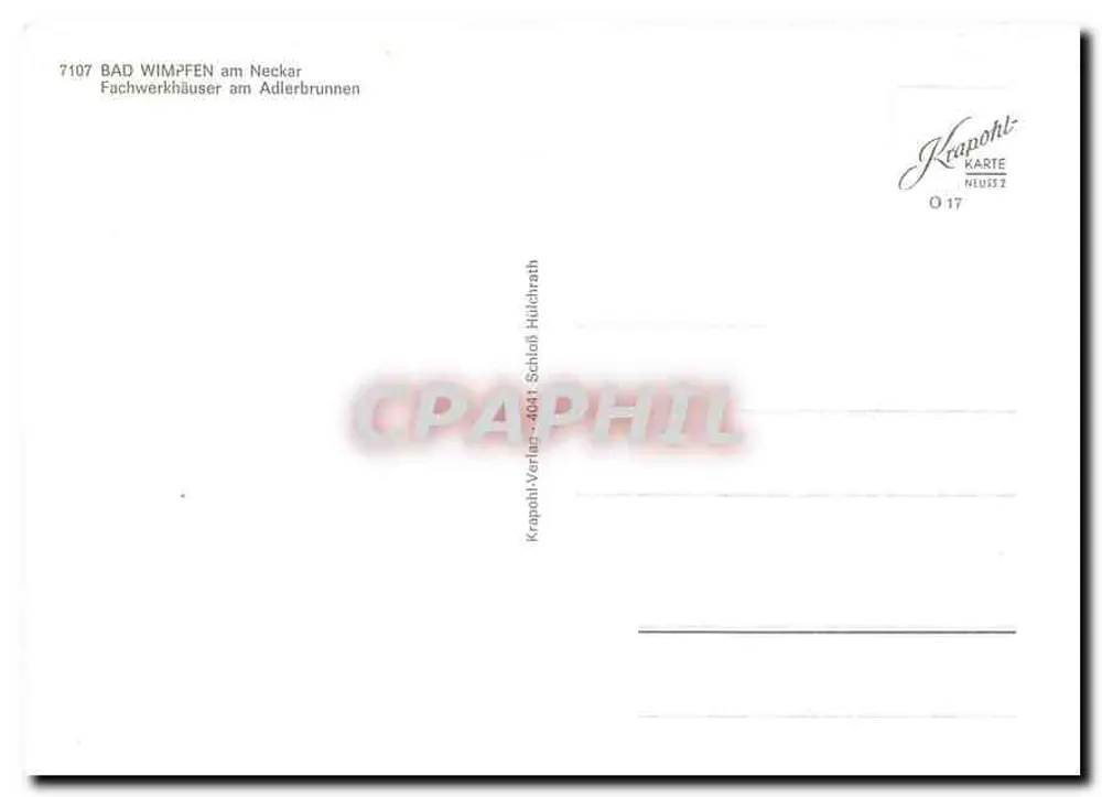 Bad Wimpfen am Neckar — Fachwerkhäuser am Adlerbrunnen — Krapohl-Verlag, O 17 - Rückseite