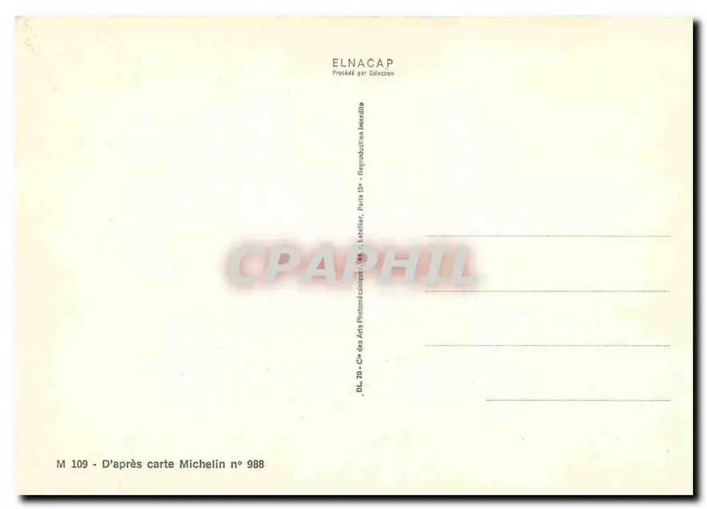 Tourist Postcard - Michelin Map No. 988 - Publisher Elnacap - Back