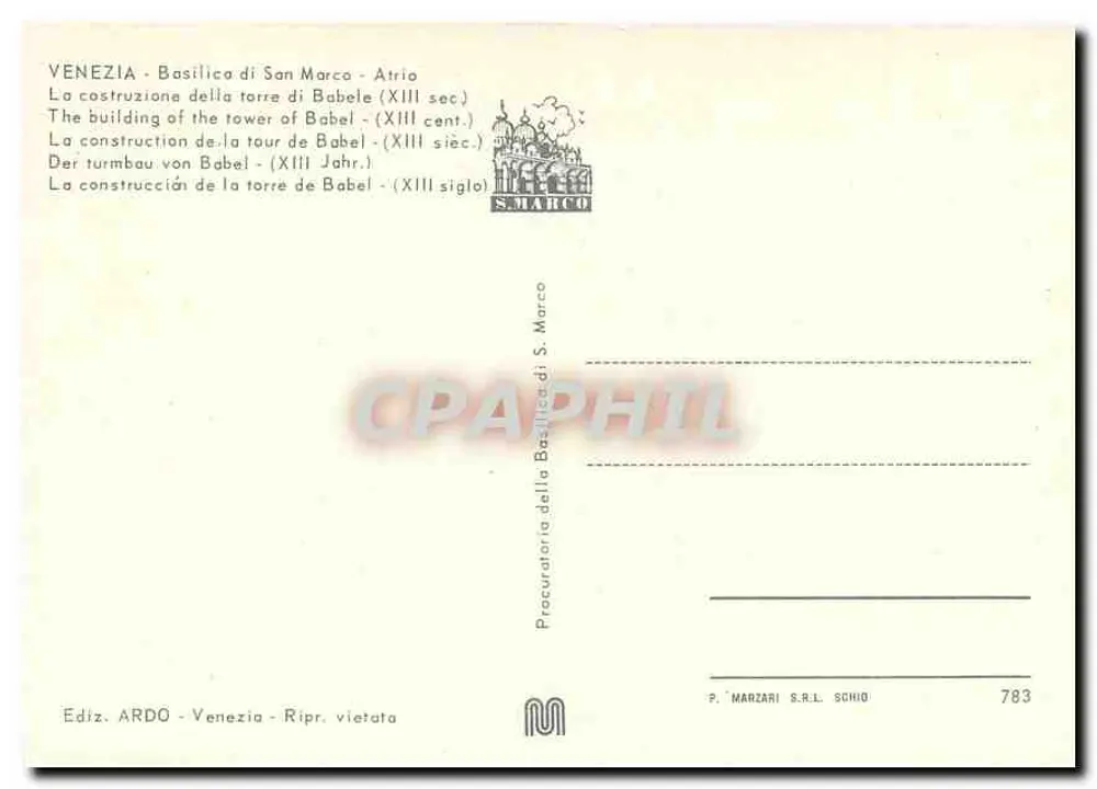 Bau der Turm von Babel — Basilika Saint-Marc — 13. Jahrhundert — Edition ARDO - Rückseite