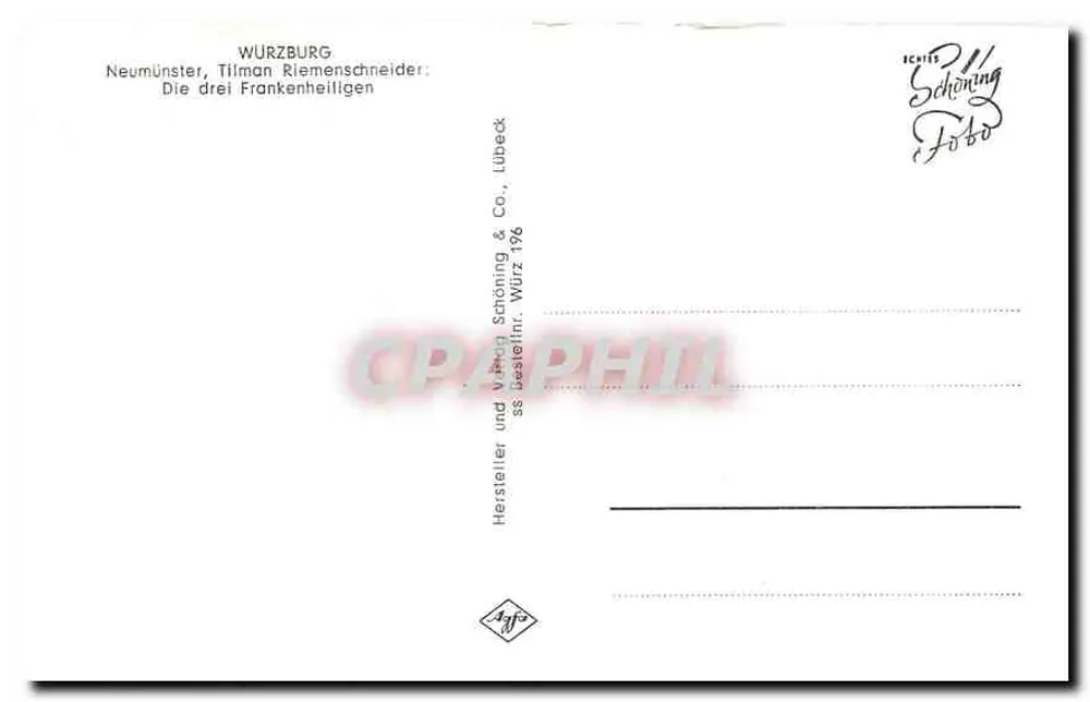 Neumünster — Die drei fränkischen Heiligen — Hersteller und Verlag Schöning & Co., Würzburg - Rückseite