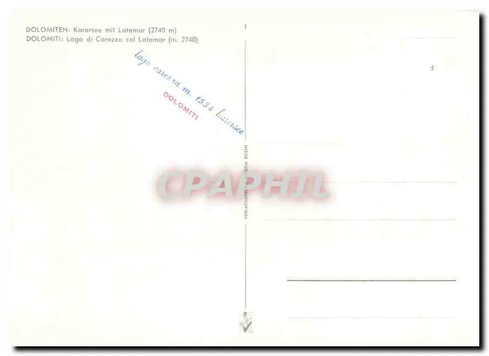 Lago di Carezza — Dolomitas — Verlag-Andreas / Italia BDTM - Verso