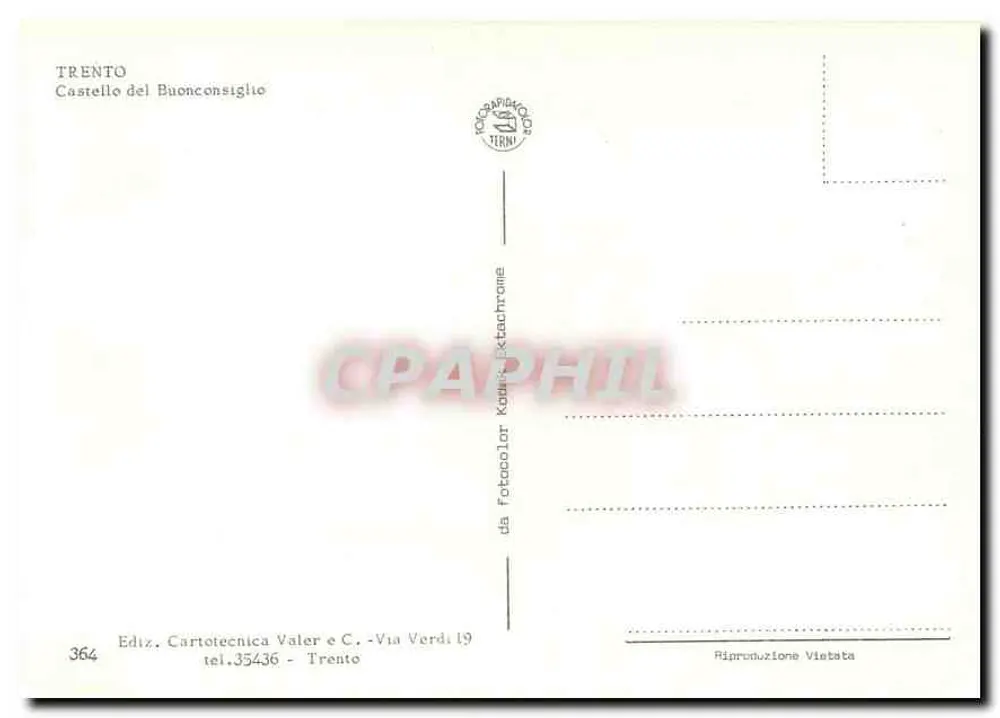 Trento — Castelo do Buonconsiglio — Ediz. Cartotecnica Valer e C. - Verso