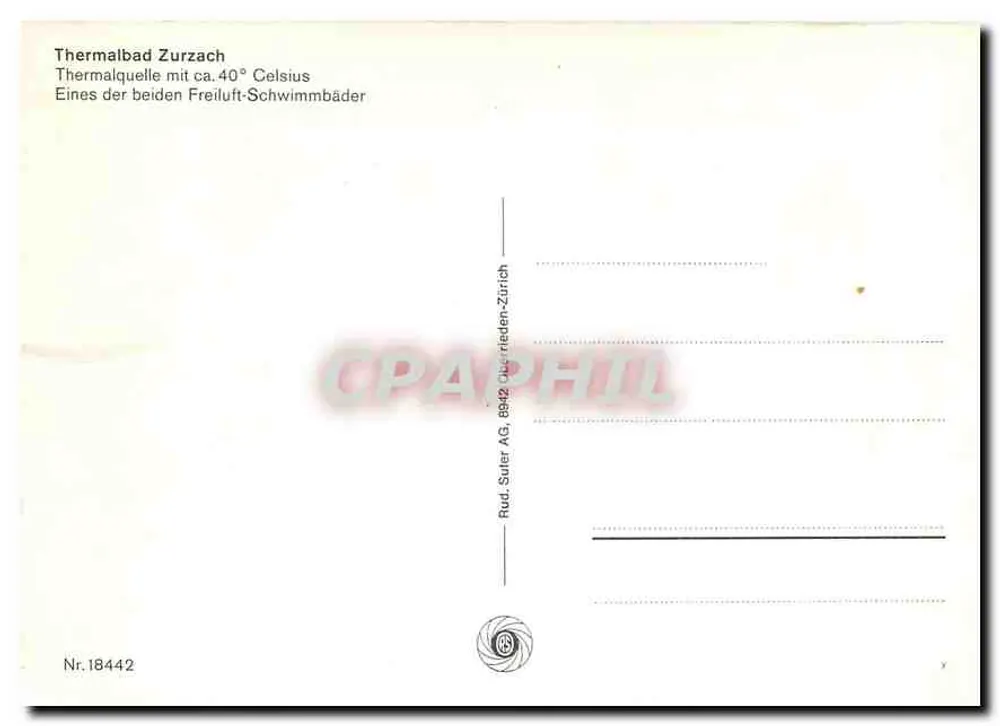 Thermalbad Zurzach — piscina termal a 40°C — Rud. Suter AG, Zurique - Verso