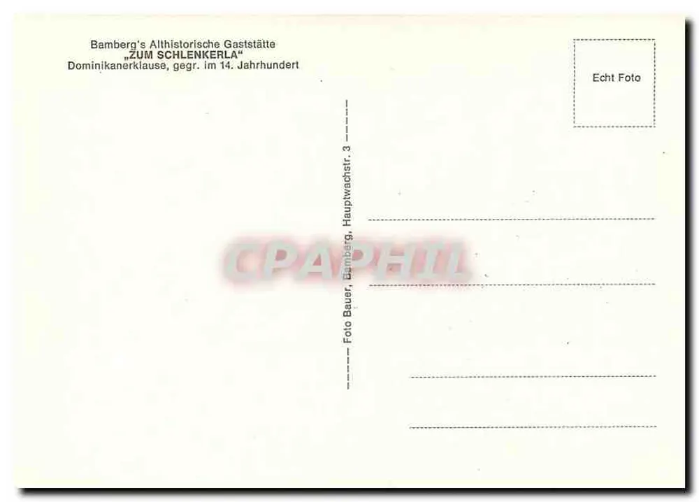 Bamberg - ZUM SCHLENKERLA — Dominikanerklaue, éditeur Bauer, n°3 - Verso