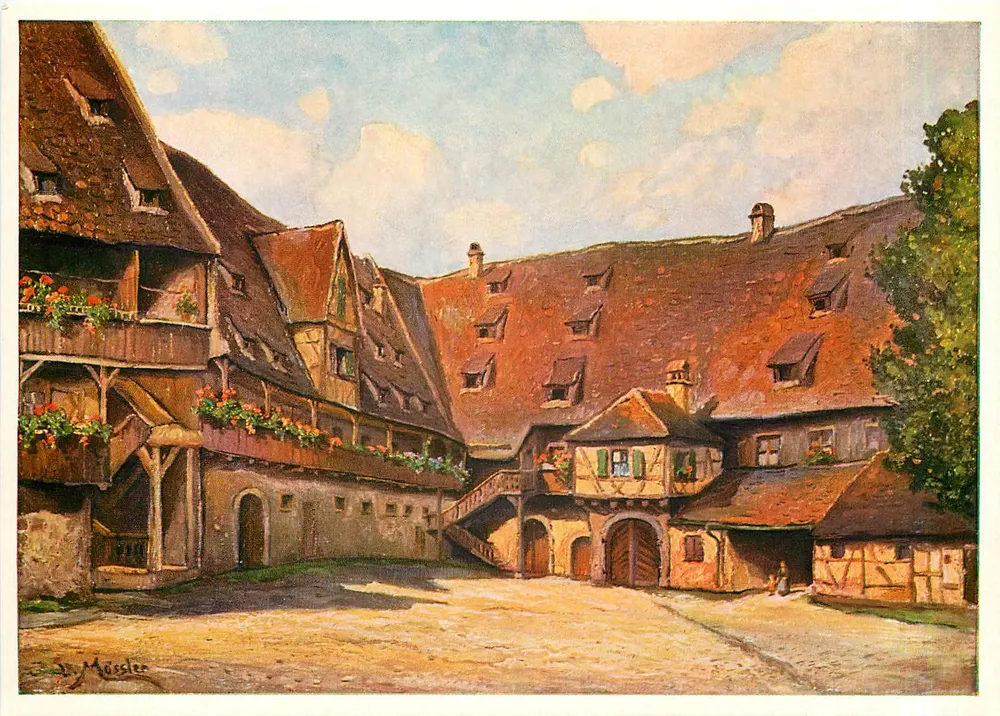 Bamberg, Alte Hofhaltung — Nachbildung eines Originals von Ludwig Mößler — Verleger Kurt Mößler, Nr. 6 - Vorderseite