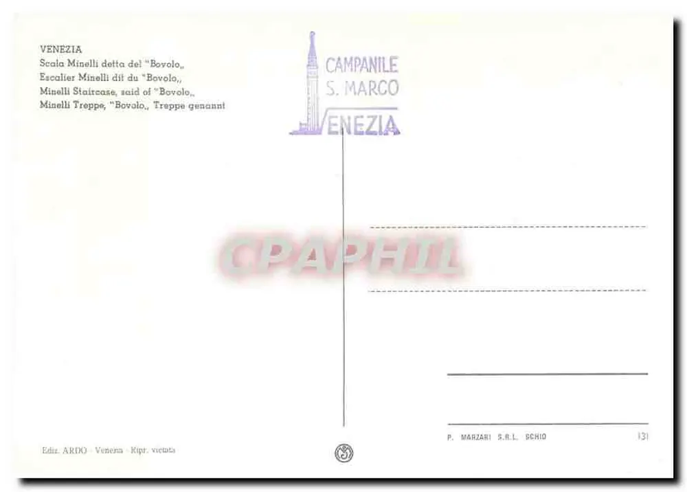 Veneza — Escada Minelli chamada « Bovolo » — P. Marzari S.r.l. Schio, n°131 - Verso