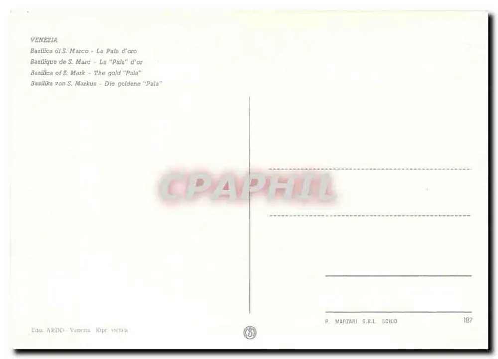 Basilika von S. Marco — Die Pala d'oro — Verlag ARDO, Nr. 187 - Rückseite