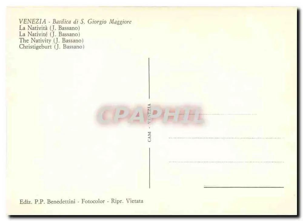 Die Geburt Christi — J. Bassano — Verlag P.P. Benedettini - Rückseite