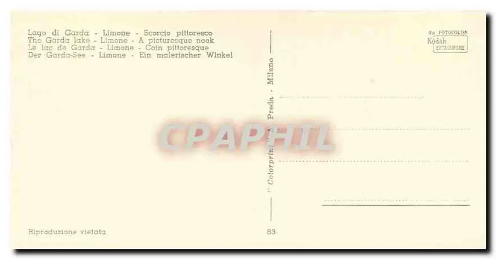 Lago di Garda - Limone - Scorcio pittoresco — Colorprint Milano, n°83 - Achterkant