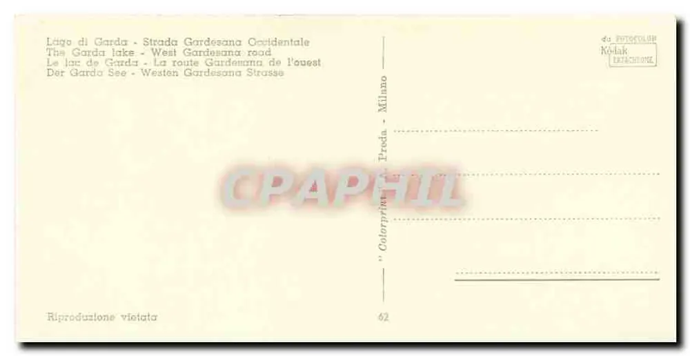 Lac de Garde — Route Gardesane Occidentale — Colorprint Milano n°62 - Verso