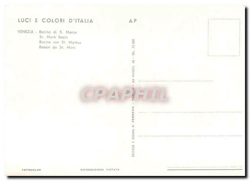 Venice - Bacino di San Marco — Luci e Colori d'Italia, n° 25.000 - Back