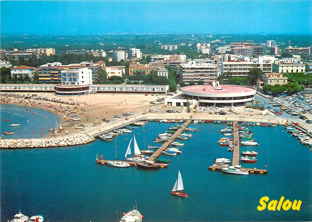 Salou — luchtfoto van de haven en de strand — Foto color RAYMOND - Voorkant