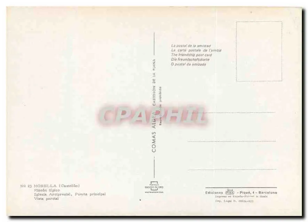 Morella — Vista panoramica e portale della chiesa — Edizioni PIBA - Verso