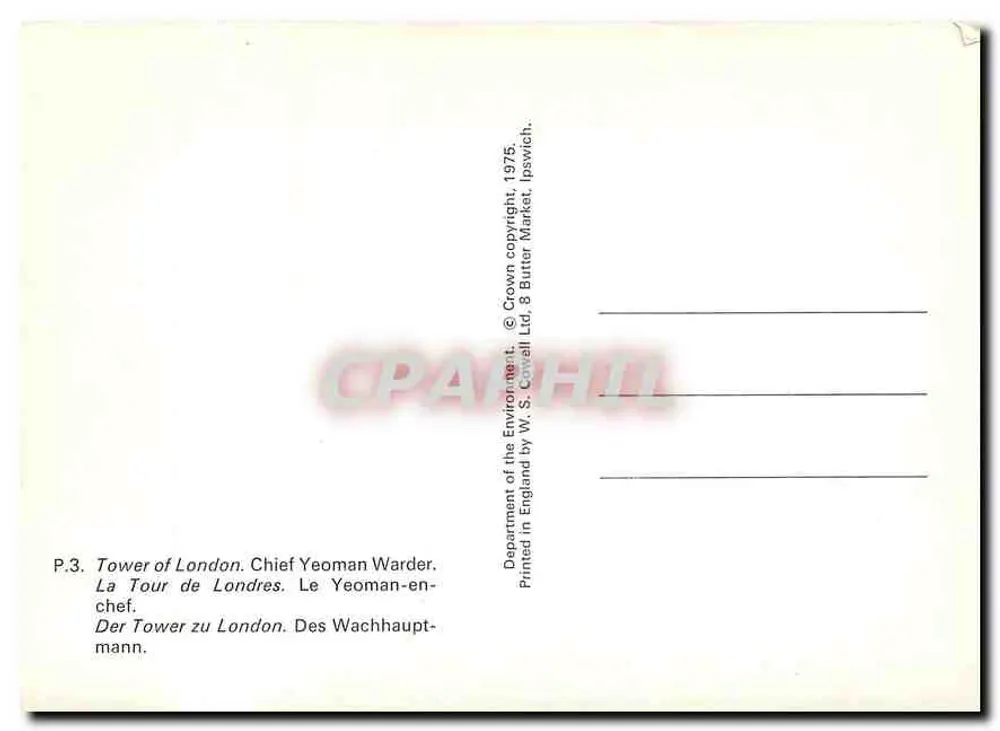 Torre de Londres — Chief Yeoman Warder — © Crown copyright, 1975 - Verso