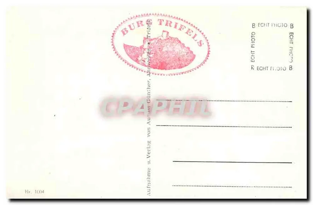 Reichsburg Trifels — 바위 위에 있는 성채 — 출판사 Gänther, 번호 1004 - 뒷면