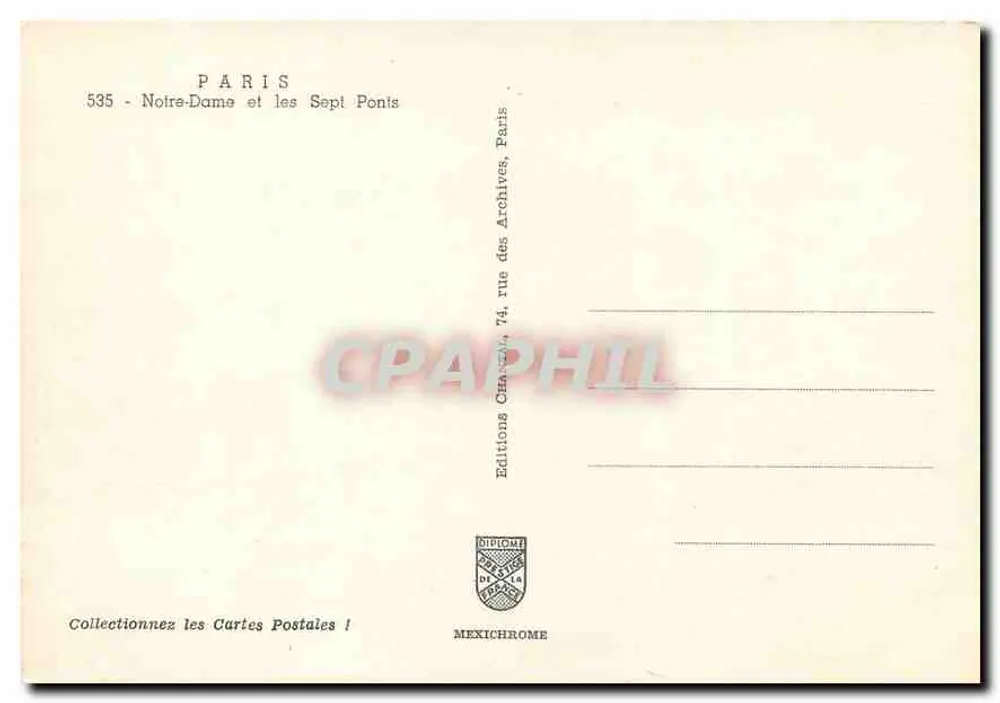 Paris - Catedral de Notre-Dame e os Sete Pontes — Éditions Mexichrome, n° 535 - Verso