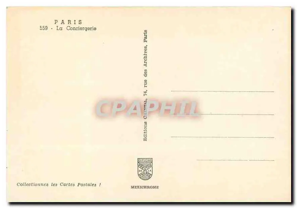 Paris - A Conciergerie — Edições Mexichrome, n° 559 - Verso