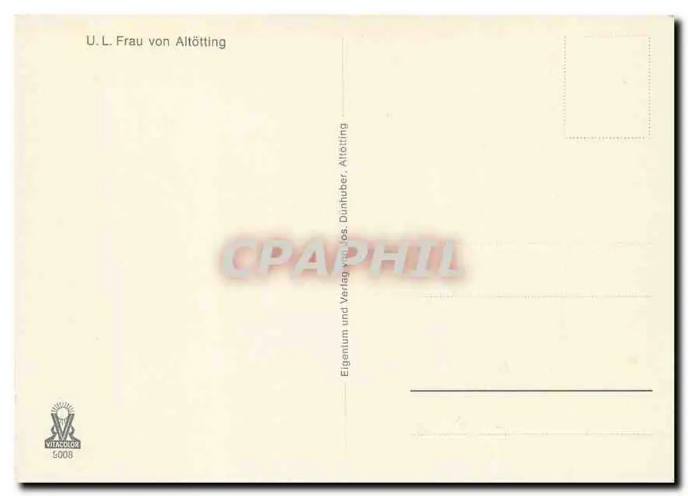 Notre-Dame de l'Altötting — ozdobna figura — wydawca VITACOLOR, nr 5006 - Rewers