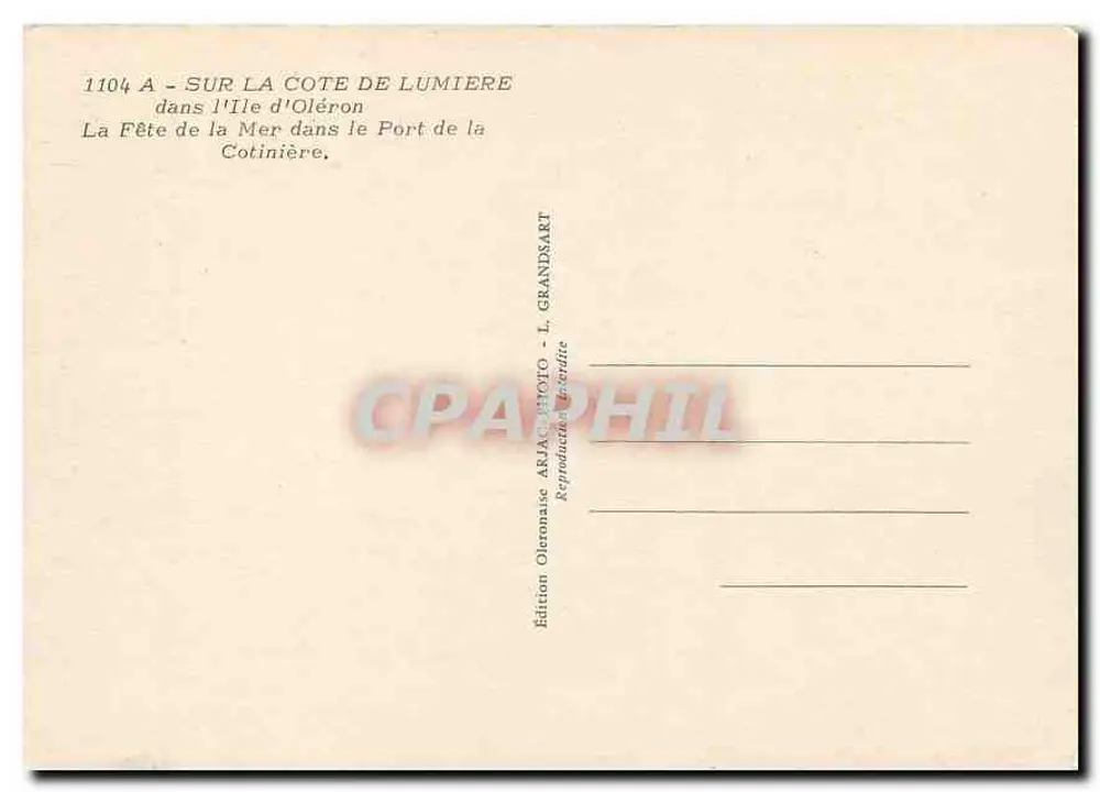 Port de Cotinière — Fête de la Mer — Édition Oleronaise ARJACHTOFO - L. GRANDSART - Verso