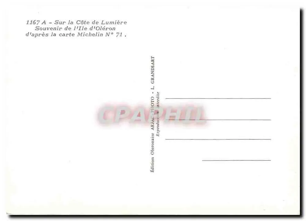 Île d'Oléron — Carte touristique avec photos — Édition Oleronaise ARJAS-FOTO - Verso