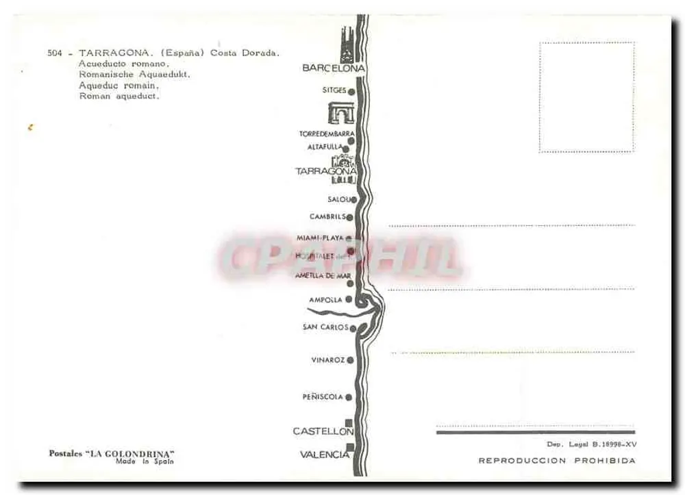 Romeinse aquaduct van Tarragona — Costa Dorada — uitgever 'LA GOLONDRINA' - Achterkant