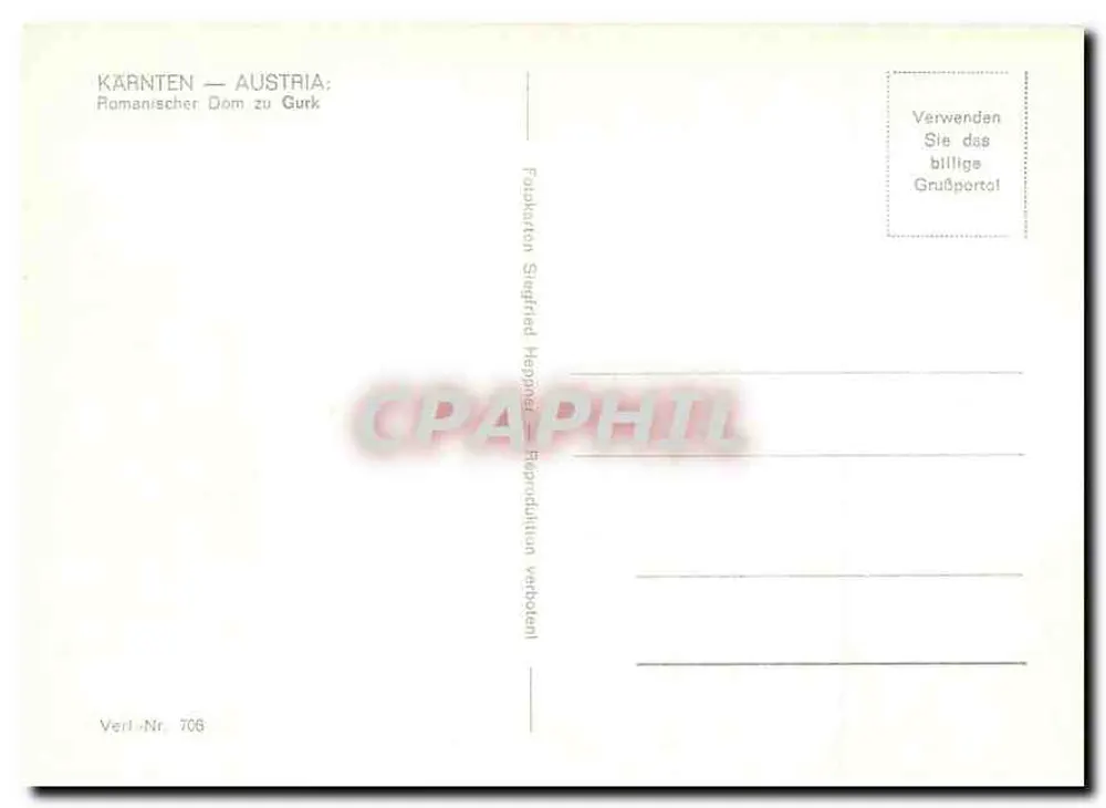 Dom zu Gurk — Igreja romana — Verlag Heppning, n° 706 - Verso