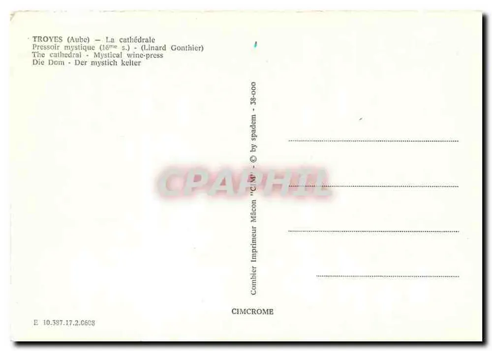 Troyes (Aube) — A catedral — Pressoir místico (16º s.) — Linard Gonthier — Cimcrome - Verso