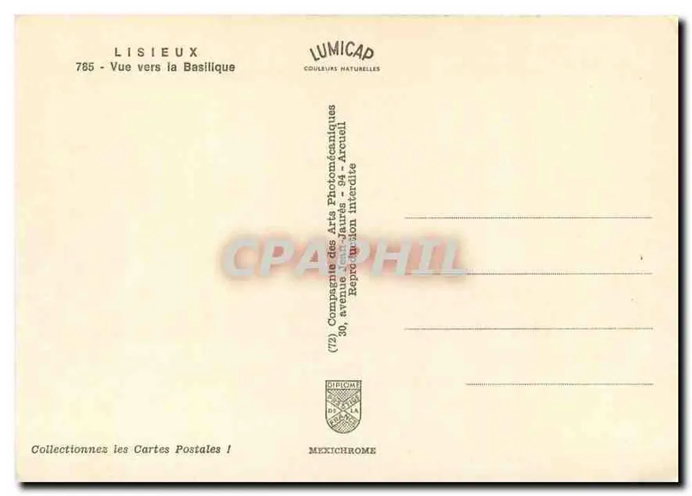 Lisieux — Vista em direção à Basílica — Lumicap - Verso
