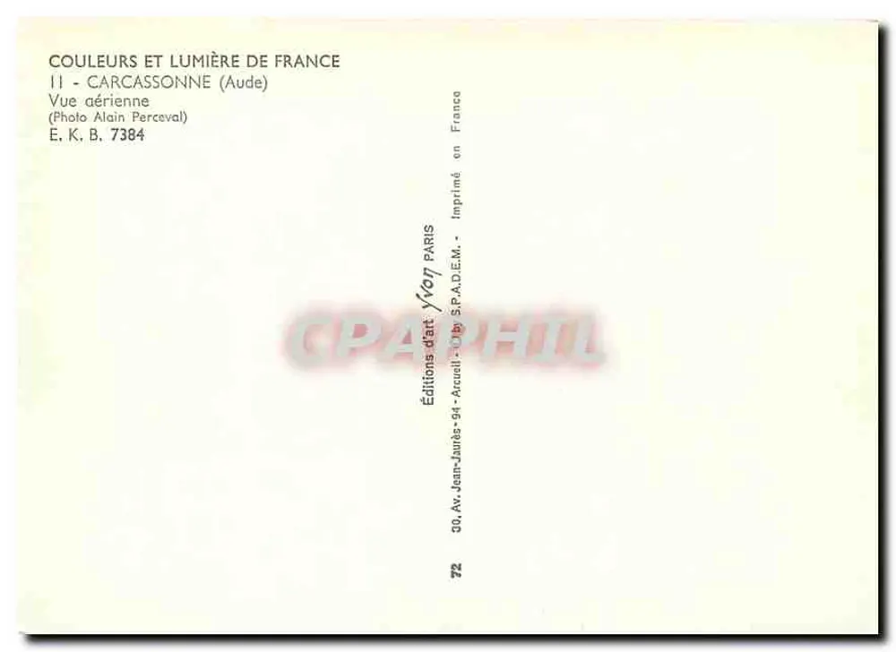 Carcassonne — Visão aérea — Éditions Jean Yvon - Verso
