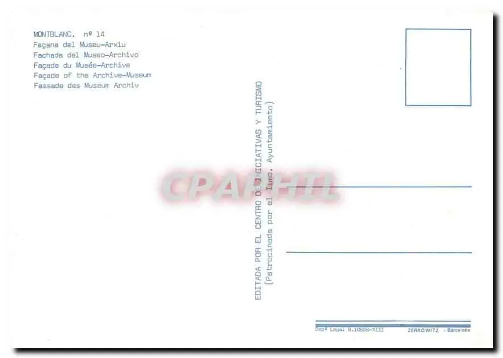 Montblanc — Fachada do Museu-Arquivo — Editor Montblanc, n°14 - Verso