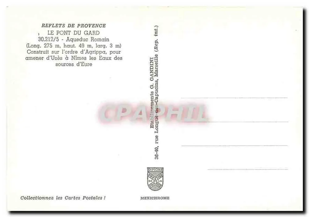 Ponte du Gard — Aqueduto Romano — Editor G. Gandini - Verso