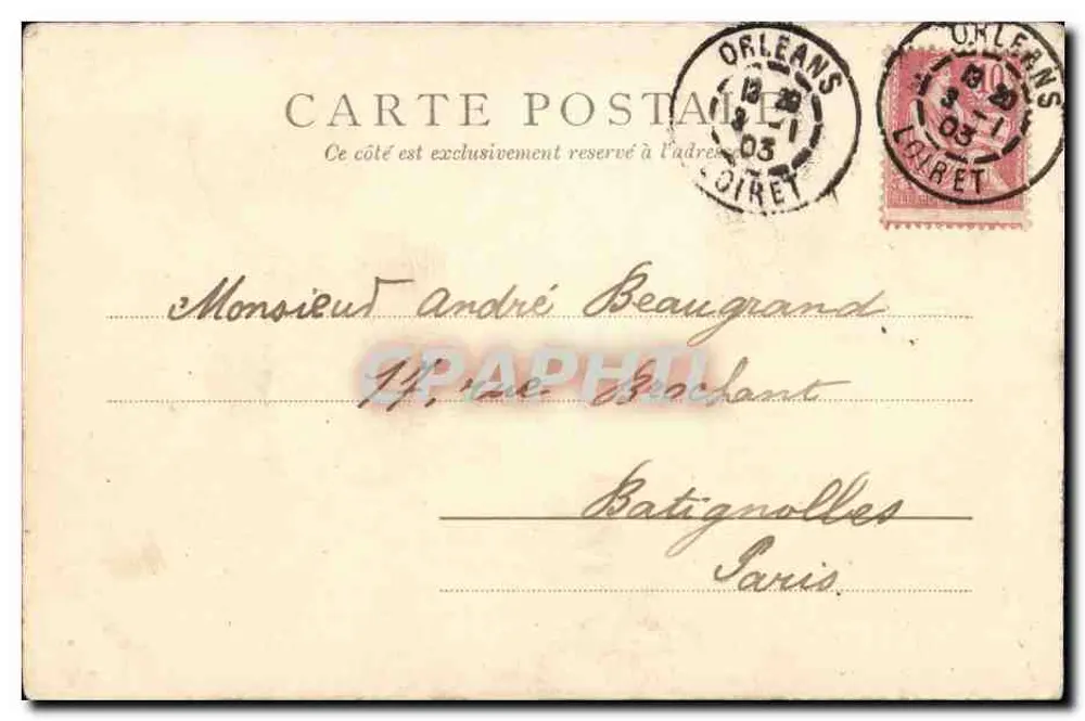 Widok Loiret w Olivet — Orléans, 2 stycznia 1903 — wydawca nieznany, n° 507 - Rewers