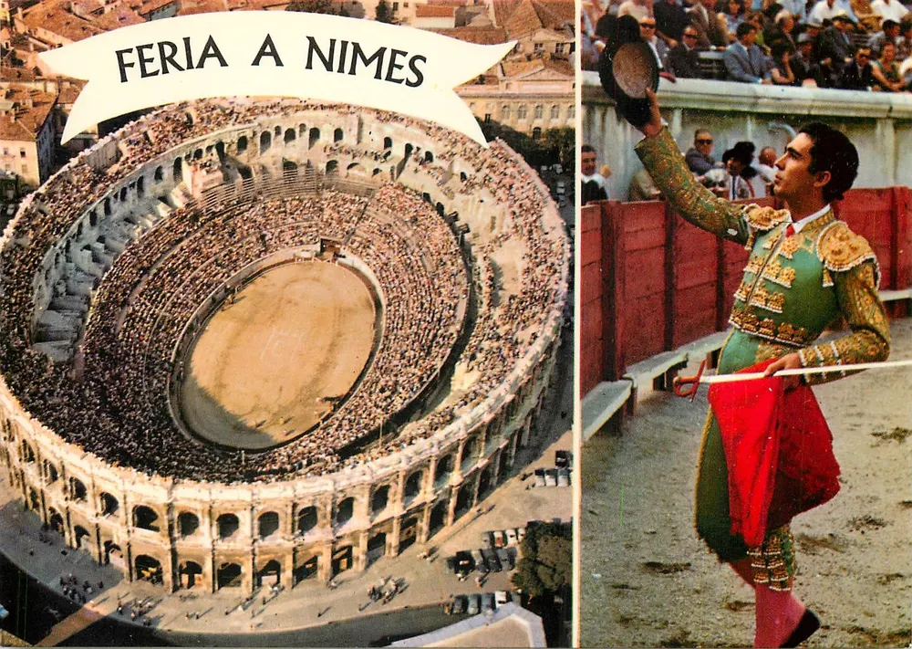 Feria em Nîmes — Coliseu romano e corrida — Edições Naturelles - Frente