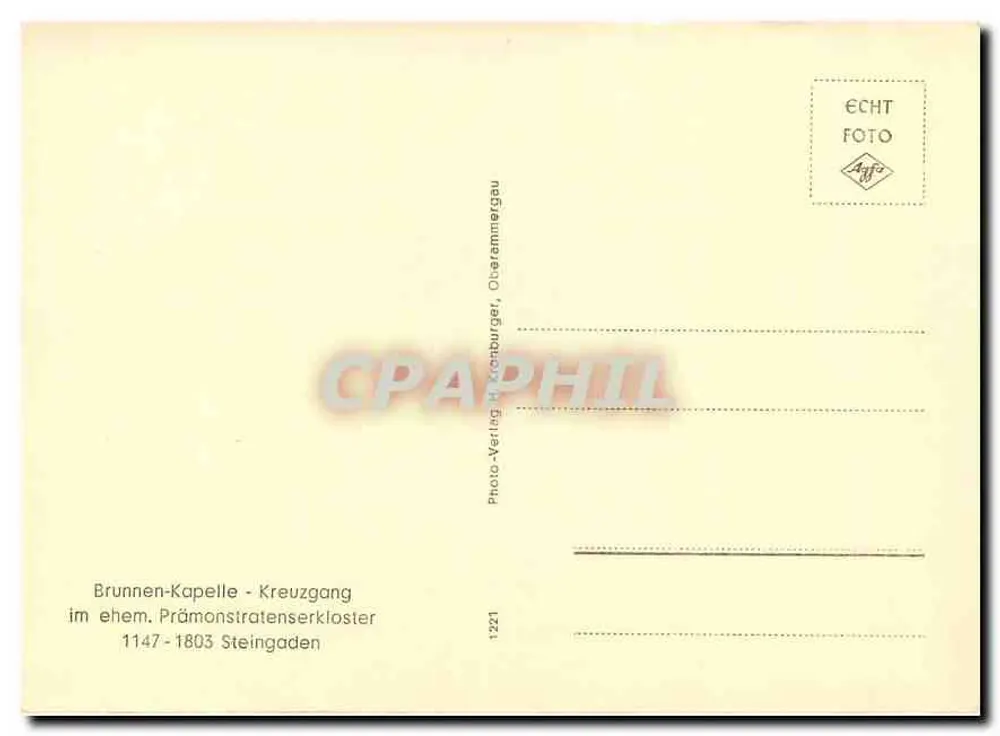 Brunnen-Kapelle - Kreuzgang no antigo mosteiro dos Premonstratenses de Steingaden — Photo-Verlag H. Kronburger, Oberammergau - Verso