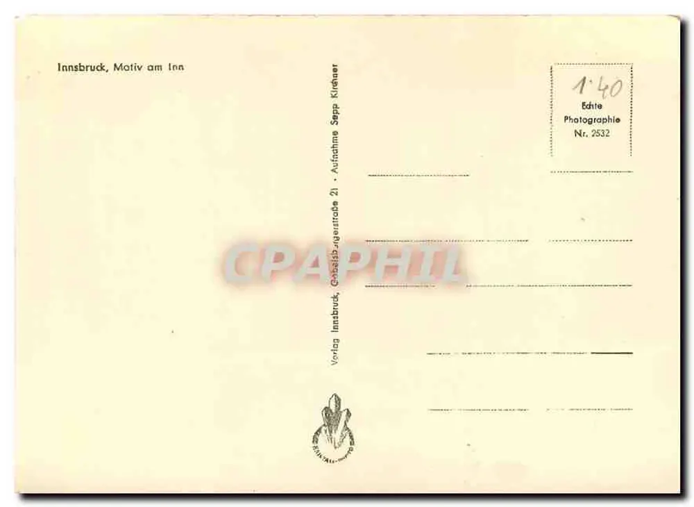 Innsbruck, View at the Inn — Publisher Sepp Kildhaer, No. 2532 - Back