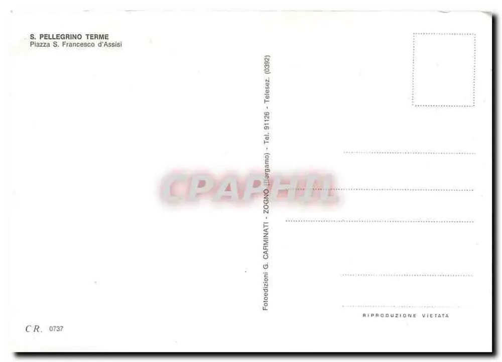 S. Pellegrino Terme — 광장의 모습과 호텔 및 소금장 판매점 — Fotodizioni G. Carminati, Zogno - 뒷면
