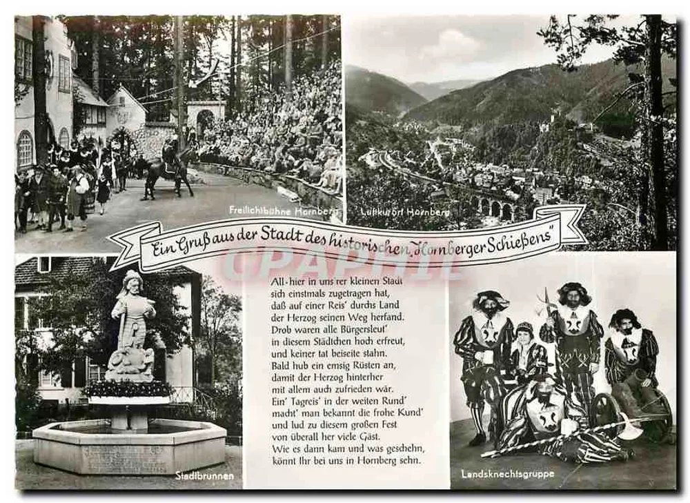 Hornberg — Ansicht der Freilichtbühne, des Stadtbrunnens und der Landsknechtsgruppe — Photo-Mayer - Vorderseite