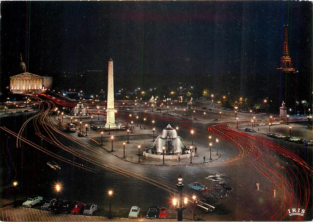 Praça da Concórdia — iluminada — Edições Charron, Paris - Frente